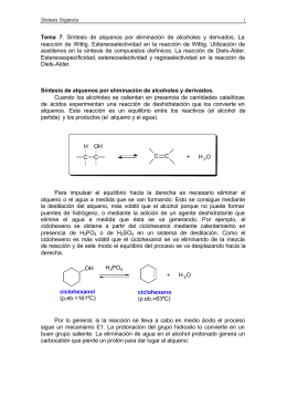 Síntesis de alquenos por eliminación de alcoholes y derivados