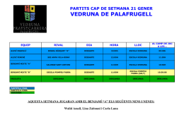PARTITS CAP DE SETMANA 2 i 3 d`OCTUBRE CE BISBAL BÀSQUET