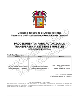 procedimiento: para autorizar la transferencia de bienes muebles