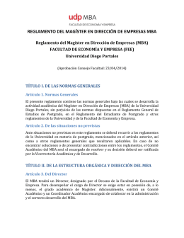 reglamento del mba - Postgrados • Facultad de Economía y