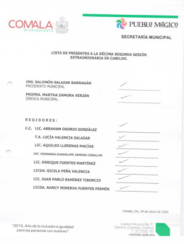 Page 1 PUEBLo MaGICo SECRETARÍA MUNICIPAL LISTA DE