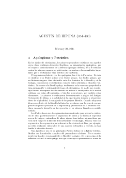 AGUSTÍN DE HIPONA (354-430) 1 Apologismo y Patrística