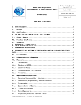 World BASC Organization NORMA BASC TABLA DE CONTENIDO 0