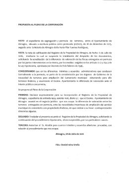 Propuesta al Pleno sobre segregación y permuta terrenos
