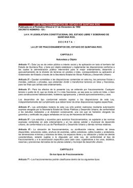 LEY DE FRACCIONAMIENTOS DEL ESTADO DE QUINTANA ROO