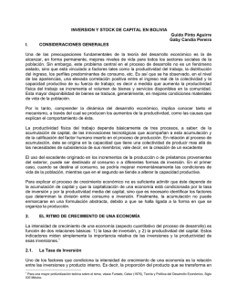 Inversión y stock de capital en Bolivia