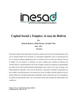 Capital Social y Empleo: el caso de Bolivia