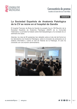 La Sociedad Española de Anatomía Patológica de la CV se reúne