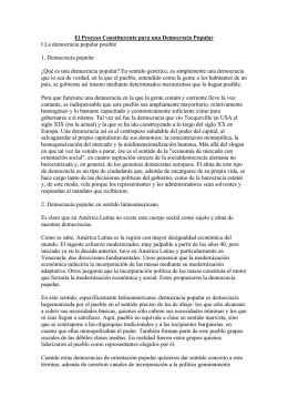 El Proceso Constituyente para una Democracia Popular