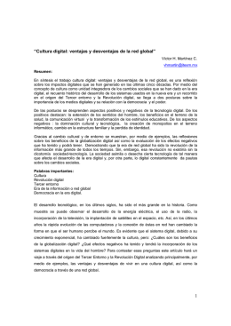 1 “Cultura digital: ventajas y desventajas de la red global”