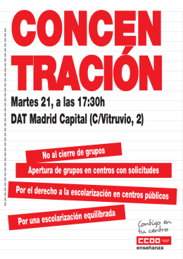 Martes 21, a las 17:30h DAT Madrid Capital (C/Vitruvio, 2)
