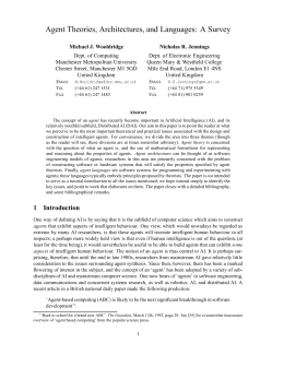 Agent Theories, Architectures, and Languages: A Survey