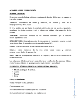 APUNTES SOBRE VERSIFICACIÓN RITMO Y ARMONÍA: En