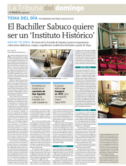 El Bachiller Sabuco quiere ser un `Instituto Histórico`