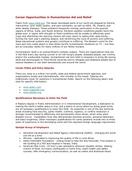 Career Opportunities in Humanitarian Aid and Relief