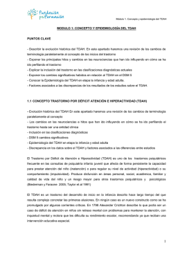 MODULO 1: CONCEPTO Y EPIDEMIOLOGÍA DEL TDAH PUNTOS