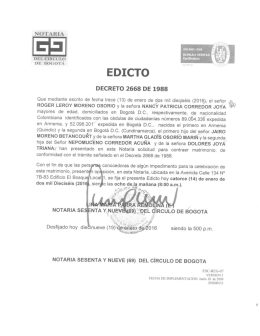 Edicto Moreno-Corredor - Notaria 69 del Círculo de Bogotá