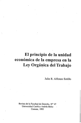El principio de la unidad económica de la empresa en la Ley