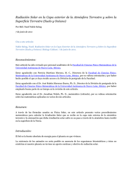Radiación Solar en la Capa exterior de la Atmósfera