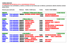 Calendario de matrícula de la Universidad Popular