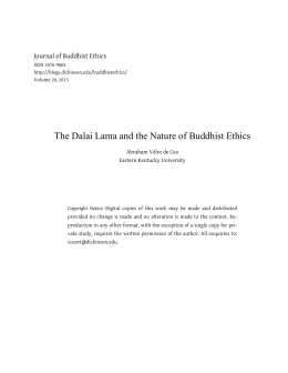 The Dalai Lama and the Nature of Buddhist Ethics