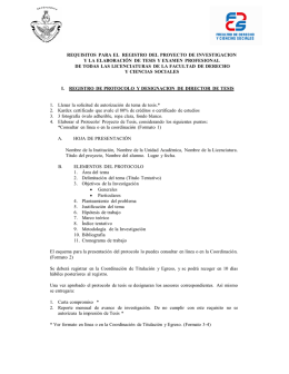 Registro del Proyecto de Investigacion, elaboración de Tesis y