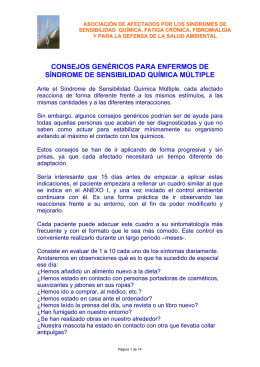 Consejos genéricos para enfermos de síndrome de sensibilidad