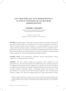 Los caracteres del acto administrativo y el efecto suspensivo de los