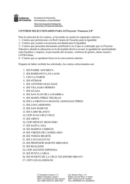 CENTROS SELECCIONADOS PARA El Proyecto “Guaxara 2.0