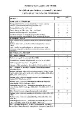 PEDAGOGICKÁ FAKULTA UKF V NITRE