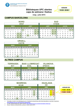 Biblioteques UPC obertes caps de setmana i festius CAMPUS