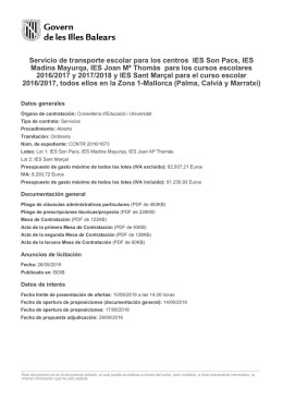 Servicio de transporte escolar para los centros IES Son Pacs, IES