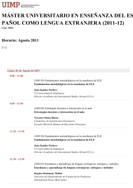 Horario: Agosto 2011
