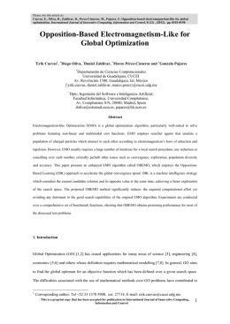 Opposition-Based Electromagnetism-Like for Global