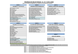 pruebas de selectividad: 14, 15 y 16 de junio