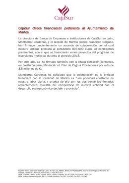 CajaSur ofrece financiación preferente al Ayuntamiento de Martos