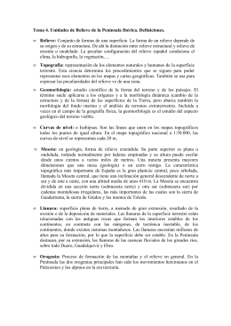 Tema 4. Unidades de Relieve de la Península Ibérica. Definiciones