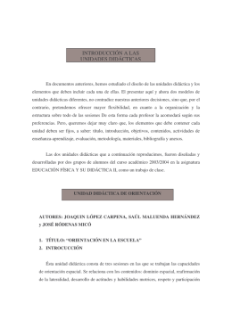 INTRODUCCIÓN A LAS UNIDADES DIDÁCTICAS