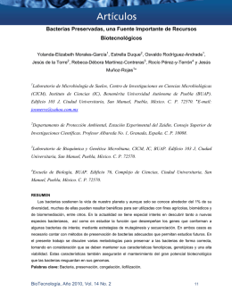 Bacterias Preservadas, una Fuente Importante de Recursos