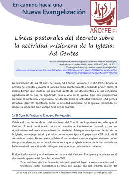Líneas pastorales del decreto sobre la actividad misionera de la