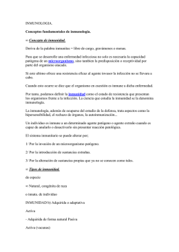 INMUNOLOGIA. Conceptos fundamentales de inmunología