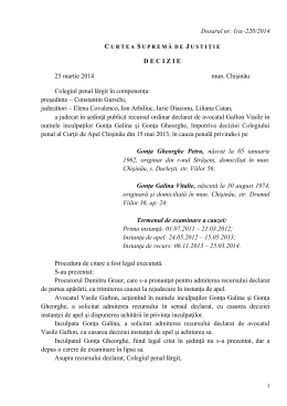 Dosarul nr. 1ra–220/2014 DECIZIE 25 martie 2014 mun. Chişinău