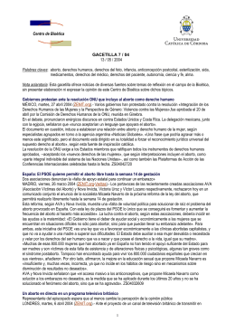 GACETILLA 7 / 04 13 / 05 / 2004 Palabras claves: aborto, derechos