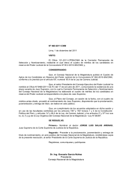 Resolución Nº 460 2011-CNM Salas Arenas \(Candidato en Reserva\)