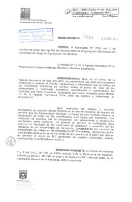 R646-14_Res 7261, DNA.- Habilita Sistema de Manifiesto Marítimo
