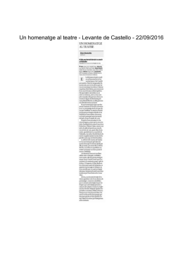 Un homenatge al teatre - Levante de Castello