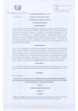 Acuerdo Ministerial 643 - Ministerio de Salud Pública y