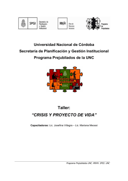 Taller crisis y proyecto de vida - Universidad Nacional de Córdoba