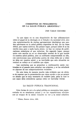 corrientes de pensamiento en la salud publica argentina