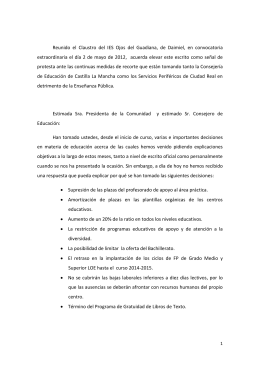 Carta de protesta de los profesores del IES Ojos del Guadiana.
